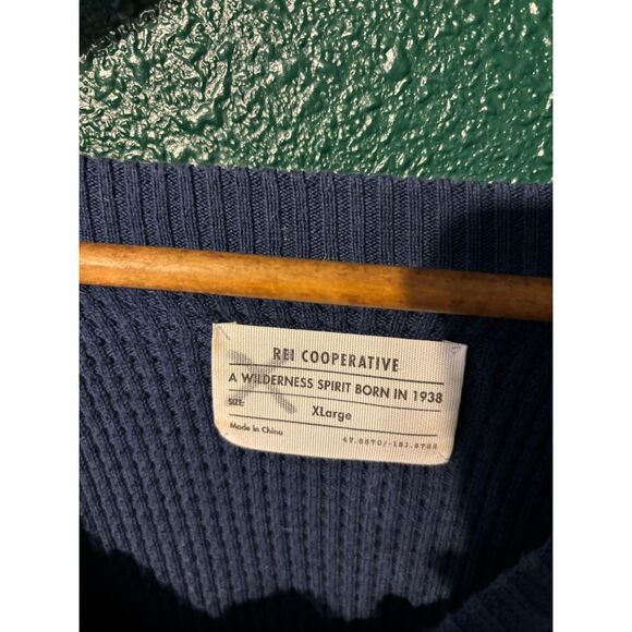 REI COOP MENS BLUE COTTON CABLE KNIT SWEATER SZ XL - Picture 2 of 3